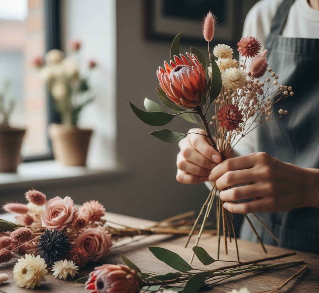 Handwerkliche Blumenverarbeitung