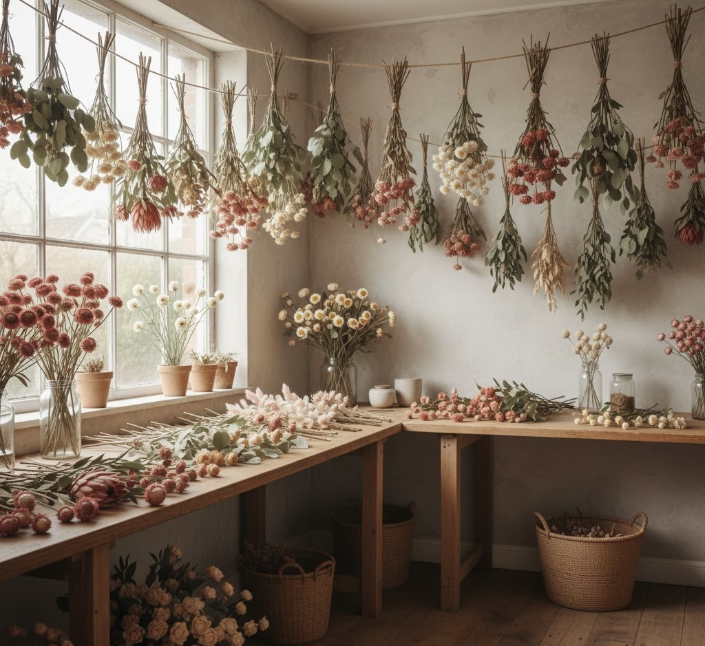 Trocknungsprozess der Blumen